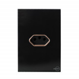 Conjunto Tomada 10a horizontal 4x2 - Novara Glass Preto Brilhante Ouro Rose